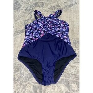 Swimsuits For All Women Sz 14 Purple Blue Padded
